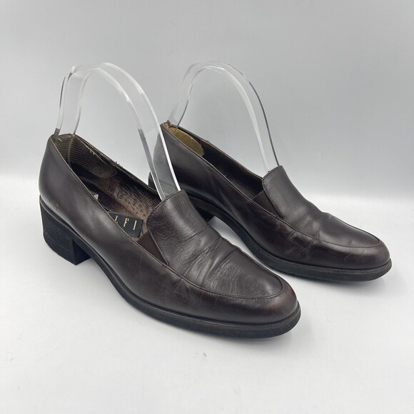 Amalfi Italy Womens Leather Shoes Brown Size 8 B Career Loafers - Picture 13 of 16